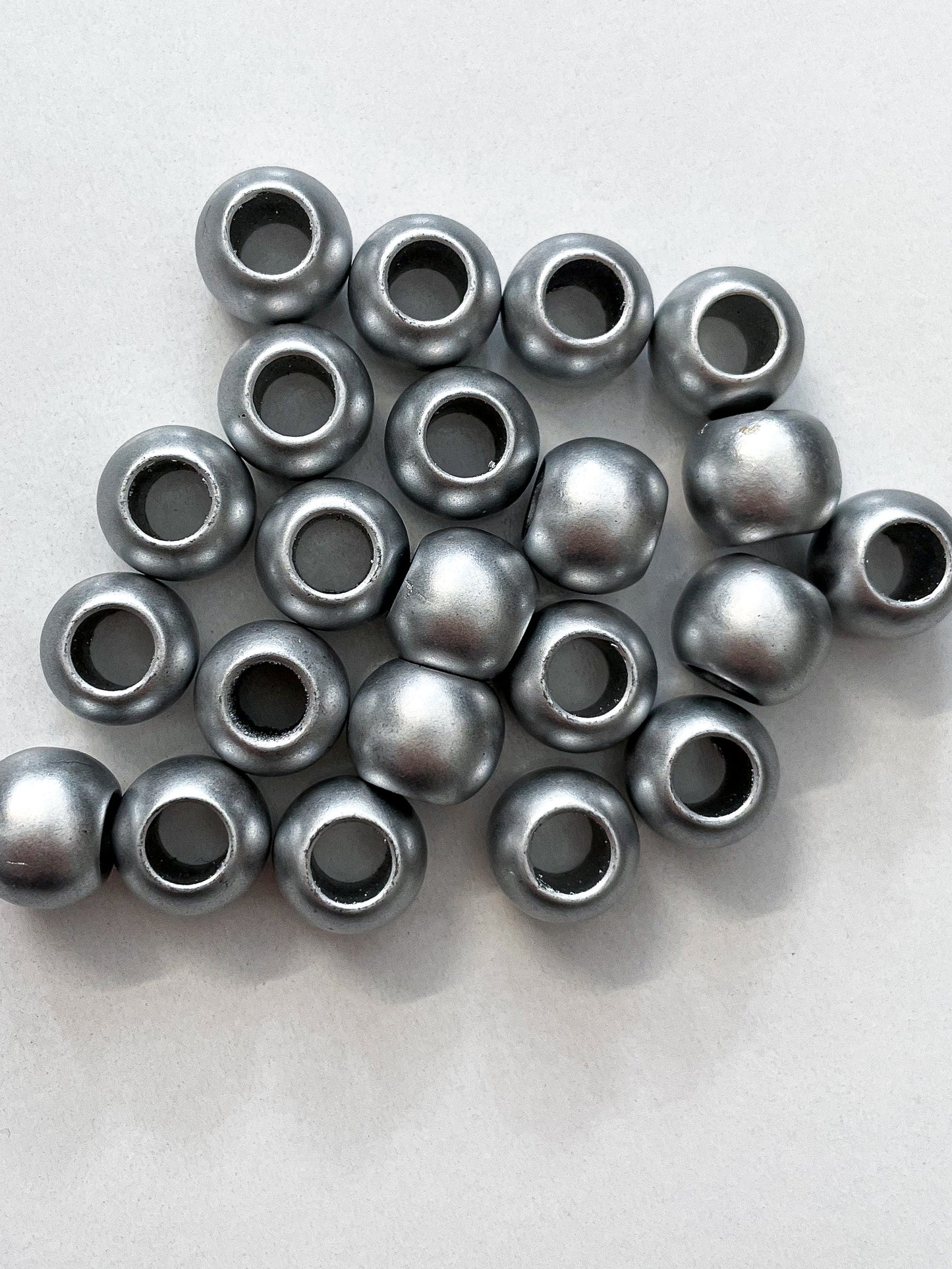 Silver opaque beads