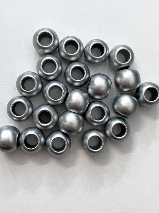 Silver opaque beads