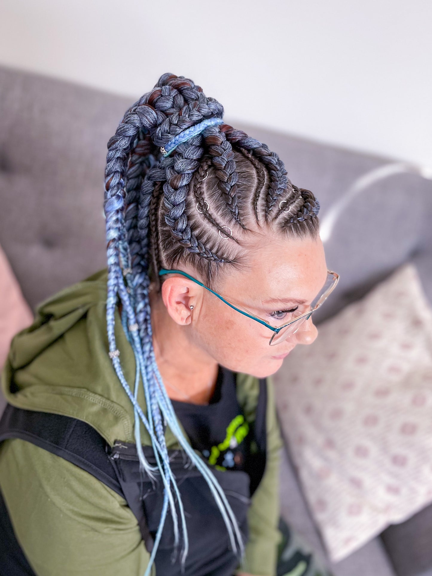 BLACK BLUE AQUA OMBRÉ Braiding hair extensions