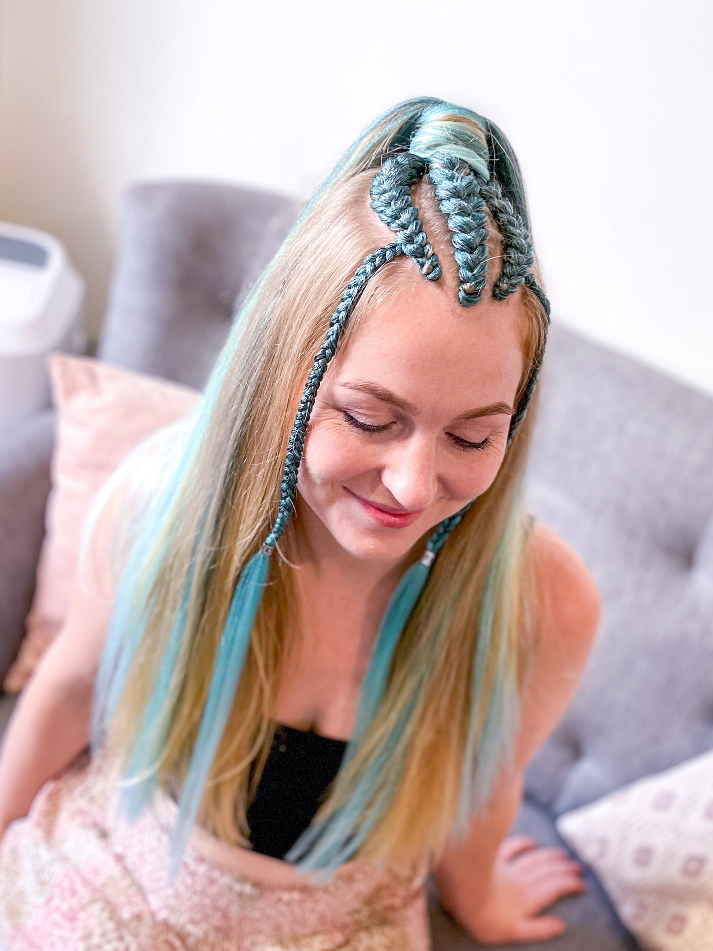 BLACK TEAL AQUA OMBRÉ Braiding hair extensions