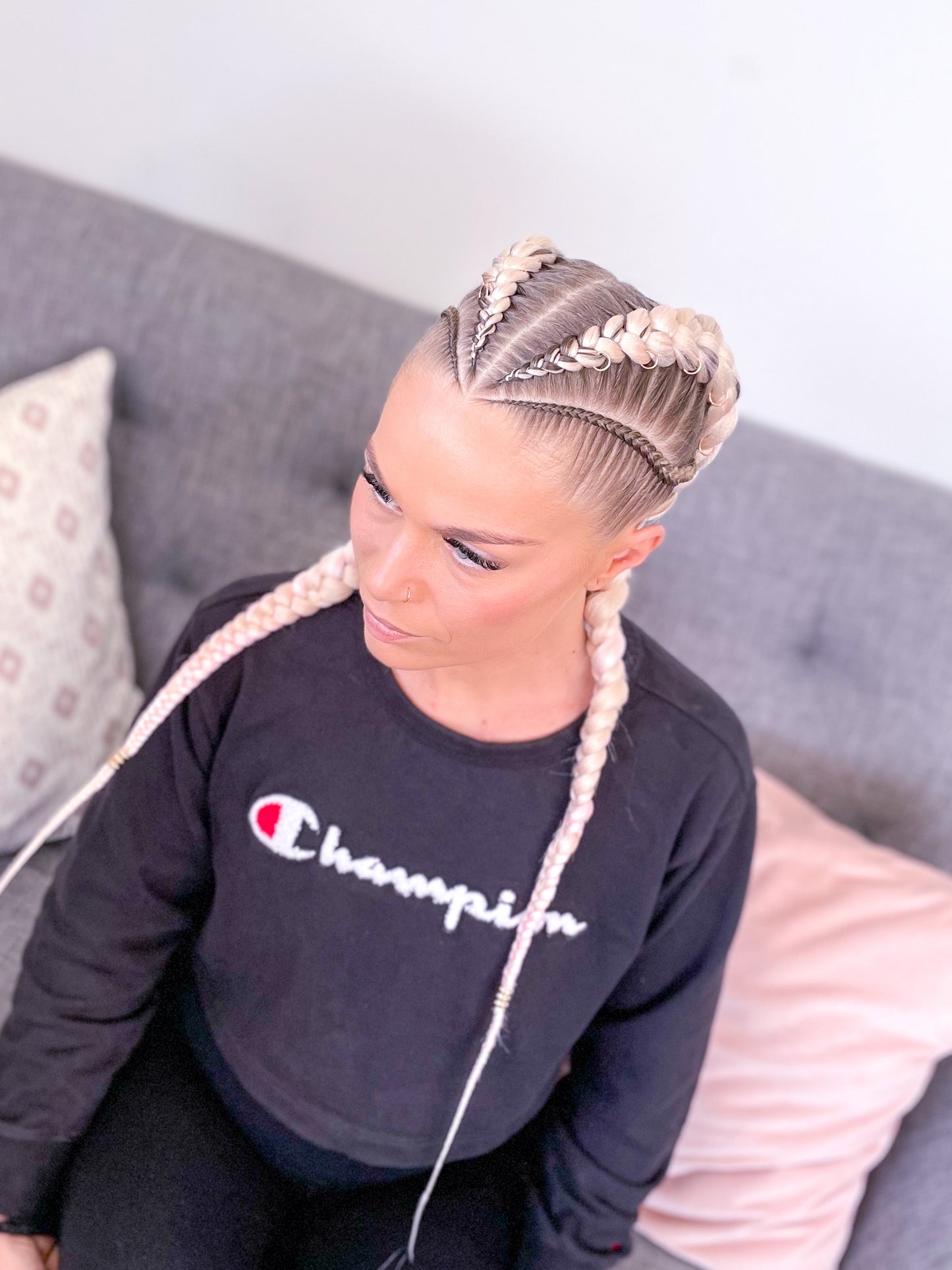 BLONDE PINK WHITE OMBRÉ Braiding hair extensions