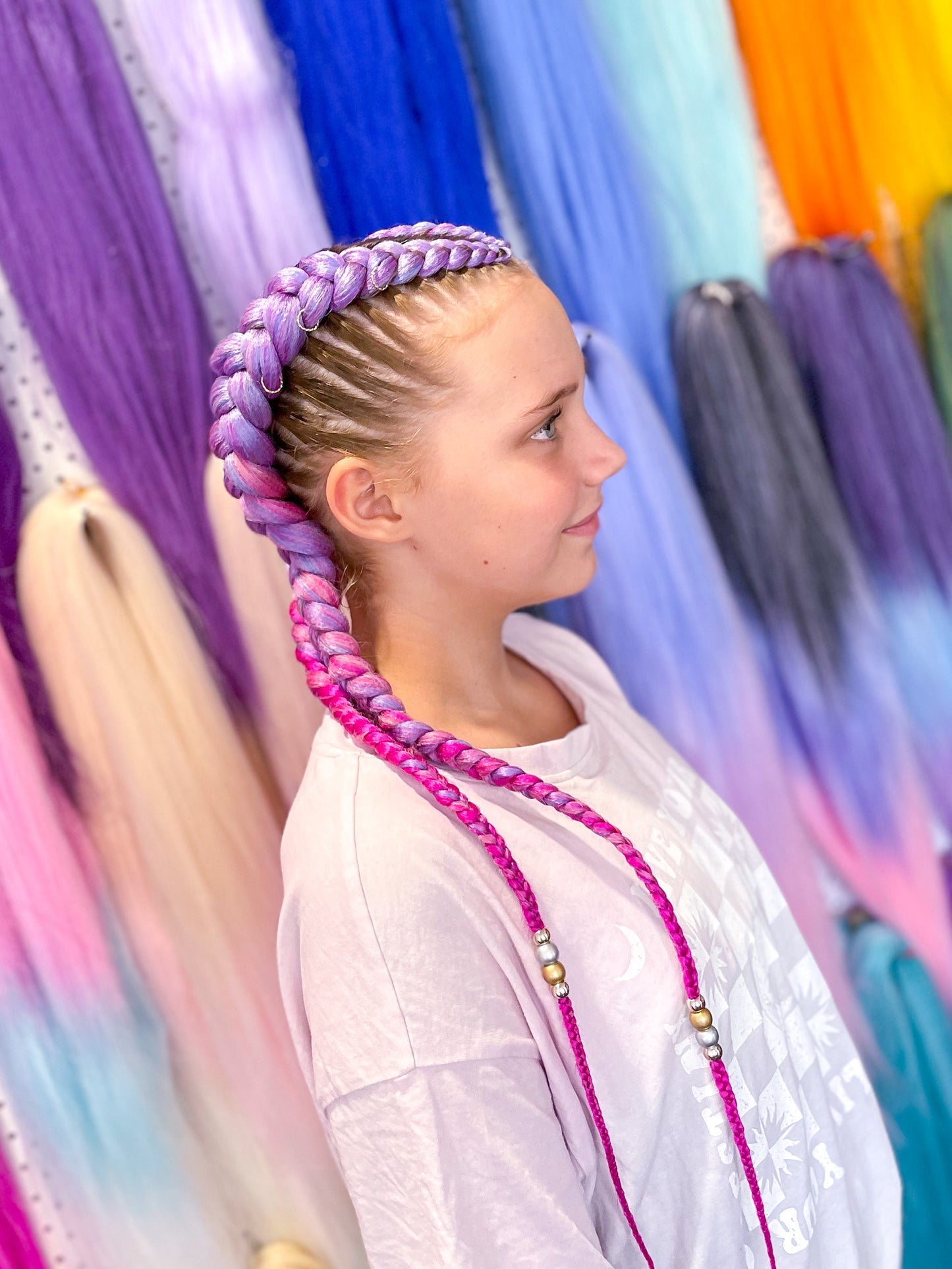 PURPLE PINK OMBRÉ Braiding hair extensions