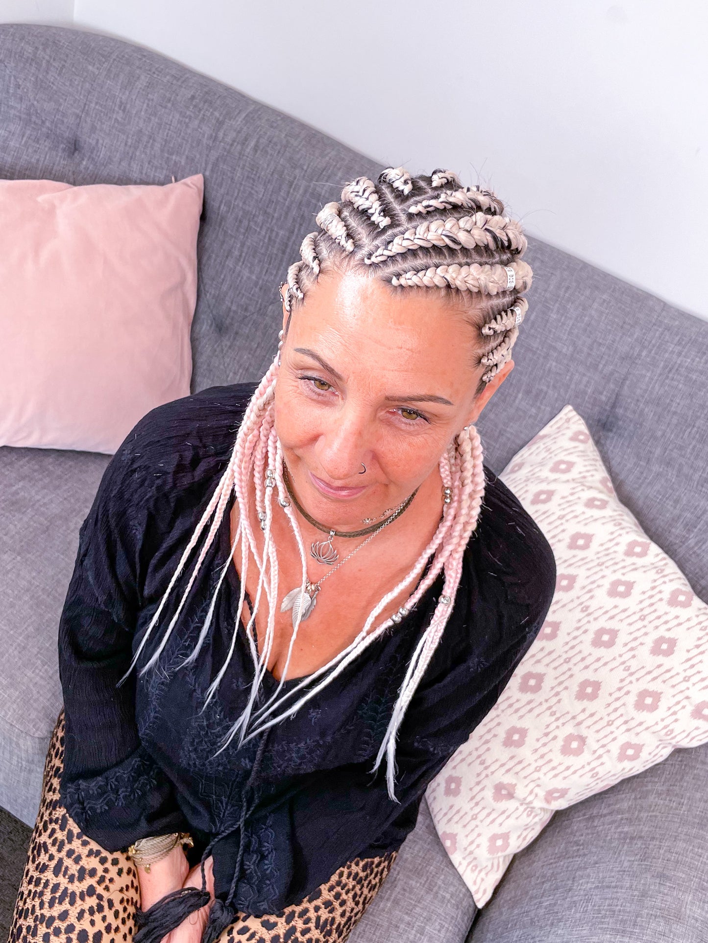 BLONDE PINK WHITE OMBRÉ Braiding hair extensions