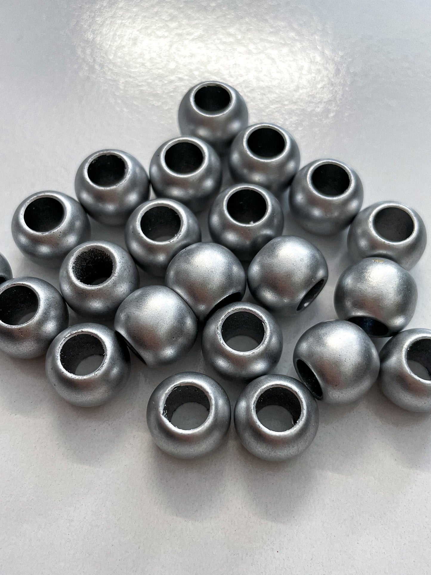 Silver opaque beads